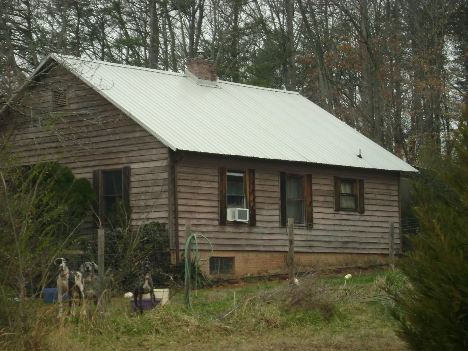 White metal roof on an old wood sided farmhouse, from a Asphalt Shingle Roof Repair job in Norwood Young America